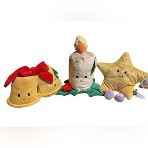 Festive Plush Toy Set with Candle, Bells, and Star